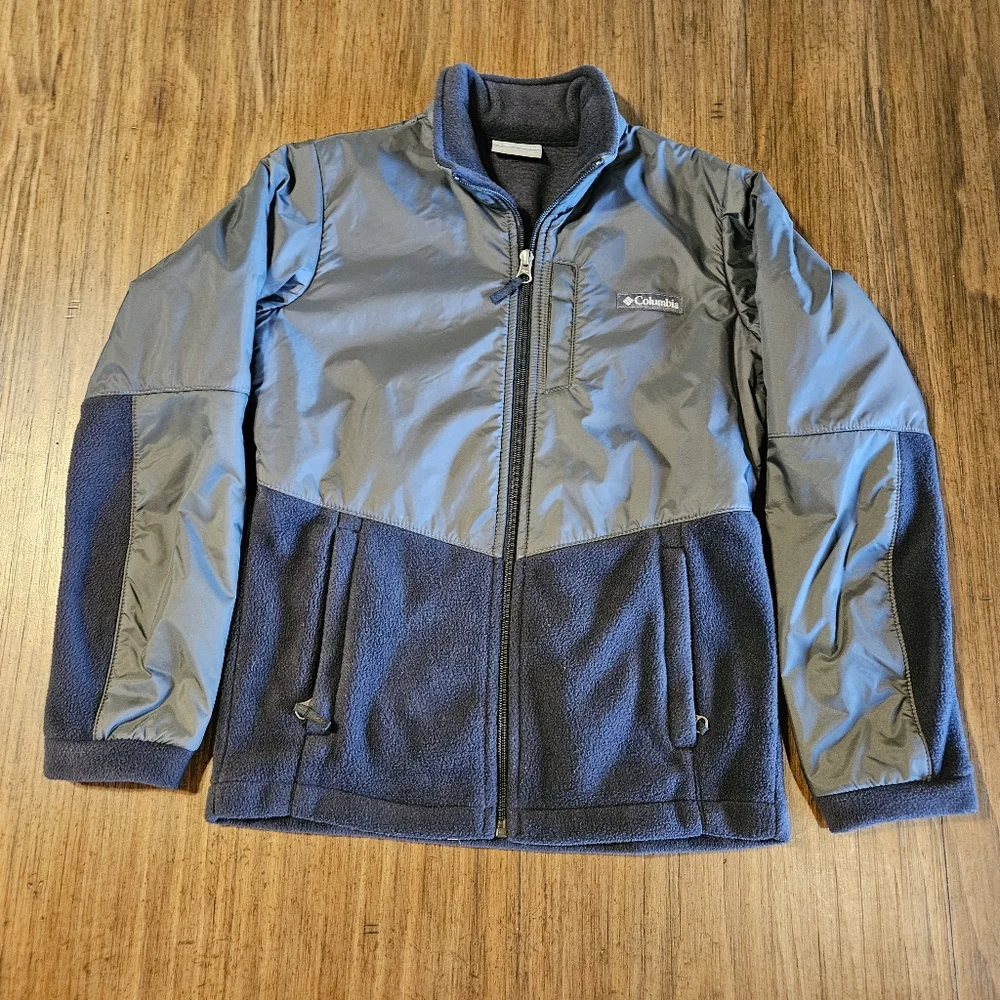 Columbia Sz M 10 12 Boys Gray Full Zip Stand Collar Zip Pocket Insulated Jacket